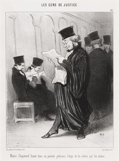 Maitre Chapotard felolvassa... saját laudációját... alkotó: Honoré Daumier