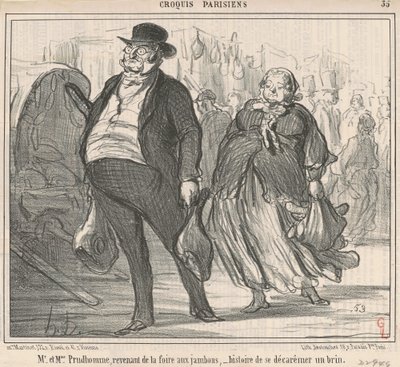 Prudohomme úr és asszony visszatér a vásárról... alkotó: Honoré Daumier