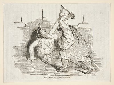 Nero meggyilkolta az anyját, Charivariból 1834. április 9-én alkotó: Honoré Daumier