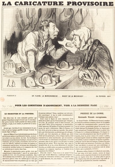 Megszagoljuk az árut... gépesítés előtt!... alkotó: Honoré Daumier