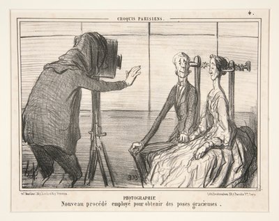 Fényképezés. Új eljárás kecses pózok készítésére, párizsi vázlatokból alkotó: Honoré Daumier