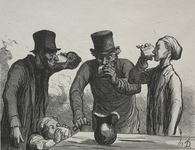 Az ivó élettana: A négy korszak. alkotó: Honoré Daumier
