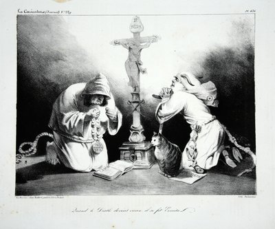 Amikor az ördög megöregedett, remete, kocsma lett. 1835 alkotó: Honoré Daumier