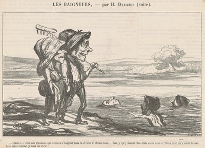 Quien! ... A párizsiak törzse, akik fürödni jöttek... alkotó: Honoré Daumier