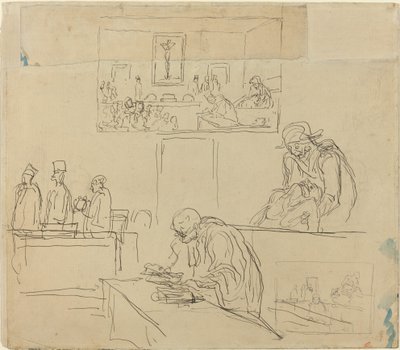 A Törvényszék jelenete (Az ítélet) alkotó: Honoré Daumier