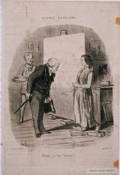 Jelenetek a műhelyből- Hölgyem, megvan a megtiszteltetés! alkotó: Honoré Daumier