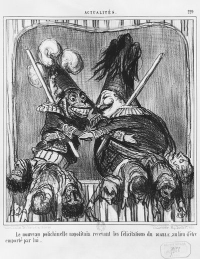 „Actualites” sorozat, Az új nápolyi buffoon, 229. tábla, illusztráció a „Le Charivari”-ból, 1855. október 19. alkotó: Honoré Daumier