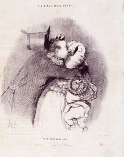 „Az élet szép napjai” sorozat: Az ország találkozása...””. Honore DAUMIER (1808-1879) metszete. Kivonat a „Le Charivari” című újságból, szeptember 8-án alkotó: Honoré Daumier