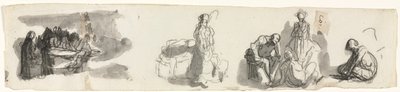 Tanulmányi lap négy alakból álló csoporttal jobbra (recto) alkotó: Honoré Daumier
