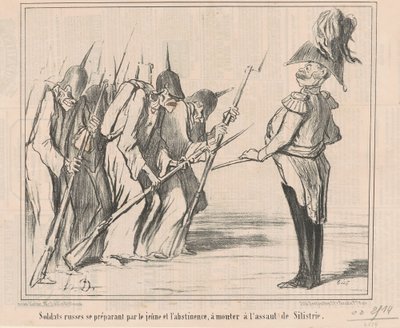 Orosz katonák készülődnek a fiatalok által... alkotó: Honoré Daumier