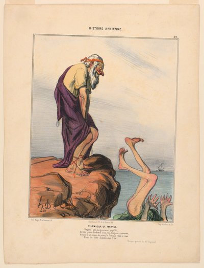 Telemachus és Mentor, 29. lemez az ókori történelemből alkotó: Honoré Daumier