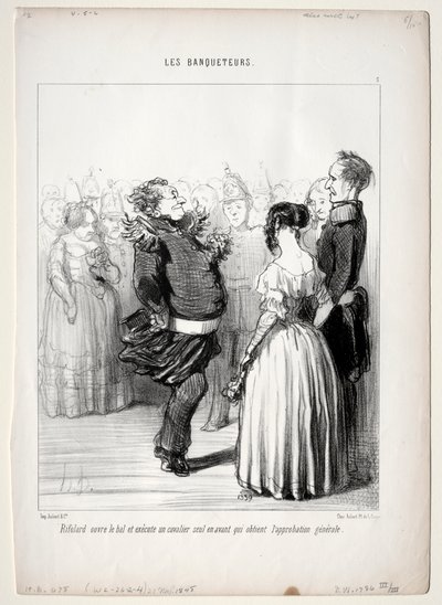 The Banqueters, 5. tábla: Rifolard megnyitja a bált, 1848. alkotó: Honoré Daumier