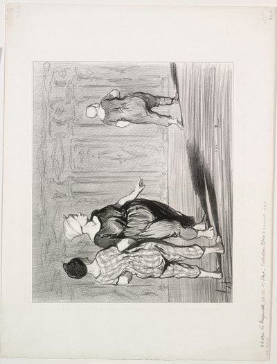 A fürdőzők, 15. tábla: Megint ő, szép divat, Madame Coquardeau! alkotó: Honoré Daumier