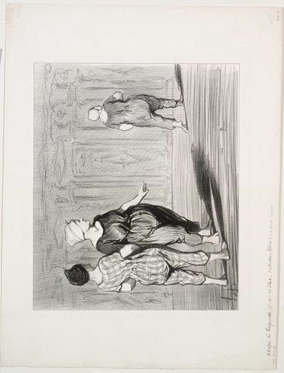 A fürdőzők, 15. tábla: Megint ő, szép divat, Madame Coquardeau!, 1847. alkotó: Honoré Daumier