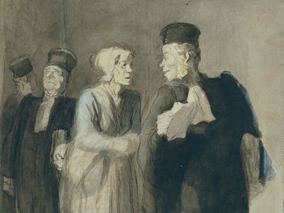 „Az ügyvéd és ügyfele”, 1862-64 alkotó: Honoré Daumier