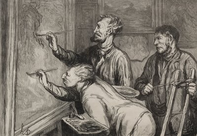 A festők: Az utolsó ecsetvonás, 1868-as kiállítás. alkotó: Honoré Daumier