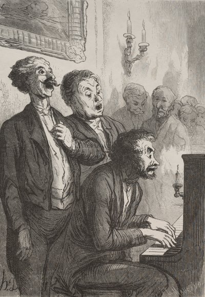 Az énekesek: Az énekesek a szalonban. alkotó: Honoré Daumier