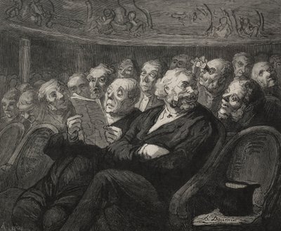 A színház: A zenekari gödör. alkotó: Honoré Daumier
