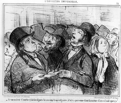 Ez az úriember Courbet túlságosan vulgáris figurákat készít, ilyen csúnya nincs a természetben!... , Honore Daumier (1808-1879) rajzfilmsorozatából. "Macskazene" alkotó: Honoré Daumier