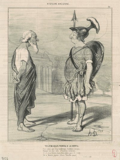 Telemachus helyreállította az erényt alkotó: Honoré Daumier