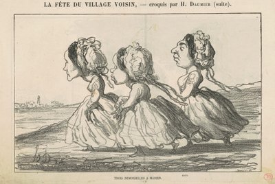 Három koszorúslány; A burzsoá család meggyőződése... alkotó: Honoré Daumier