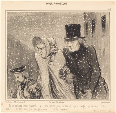 Zavarsz, feleségem!... itt egy óra... alkotó: Honoré Daumier