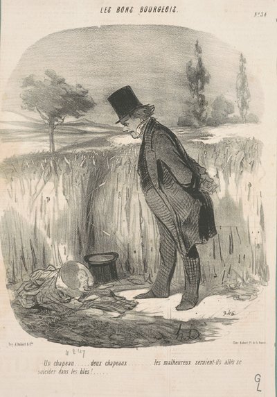 Egy kalap... két kalap... a szerencsétlen... alkotó: Honoré Daumier