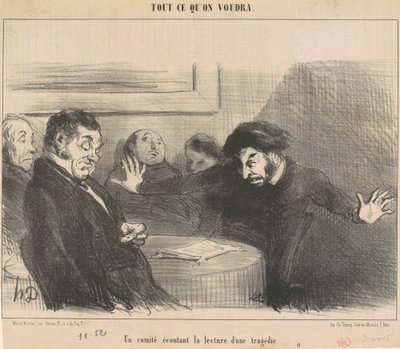 Egy tragédia felolvasását hallgató bizottság alkotó: Honoré Daumier