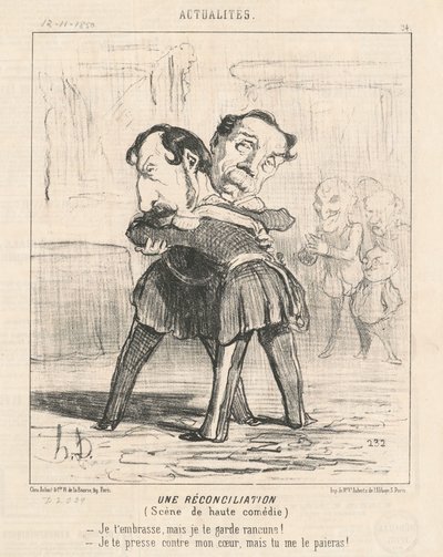 Egy megbékélés, a nagy komédia jelenete... alkotó: Honoré Daumier