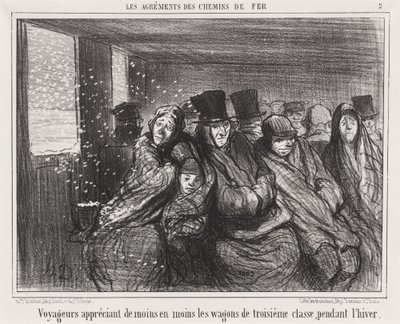 Az utazók egyre kevésbé szeretik a harmadosztályú kocsikat... alkotó: Honoré Daumier