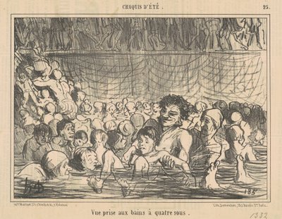 Kilátás a négyes fürdőnél alkotó: Honoré Daumier