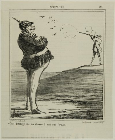 "-Milyen kár, hogy nem engednek el vadászni", 180-as tányér az Actualitiésből. alkotó: Honoré Victorin Daumier