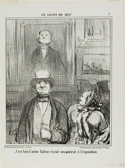 "- Igazán hízelgő, ha az ember portréját kiállítják a Szalonban", 7. tábla a Le Salon de 1857-ből. alkotó: Honoré Victorin Daumier