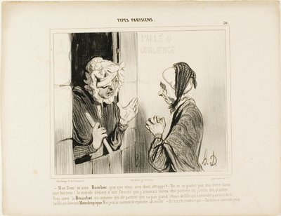 "- Istenem! Madame Bombec, mi történt önnel - Ne is említse, kedvesem, ez szörnyű. A világ egyre rosszabb és rosszabb, inkább lennék gondnok a botanikus kertben! Ismeri azt a Bézuchet-t az ötödik emeletről, aki mindig ragaszkodik ahhoz, hogy... alkotó: Honoré Victorin Daumier
