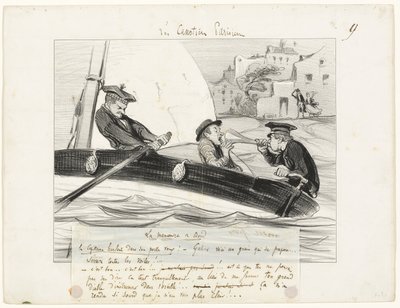 Egy hajó manőver, kilencedik lemez a Les Canotiers Parisiensből alkotó: Honoré Victorin Daumier