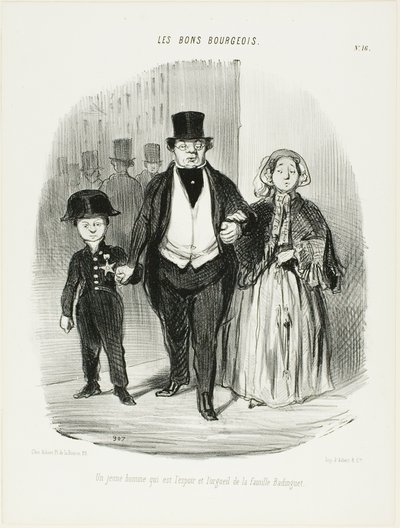 Egy fiatalember, aki a Badinguet család büszkesége és reménysége, 16. tábla a Les Bons Bourgeois-ból alkotó: Honoré Victorin Daumier