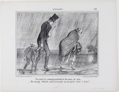 Vidéki kirándulás a gyönyörű májusban. "- Bátorság... Adelaïde ez csak egy újabb liga," 308-as tányér az Actualitésből. alkotó: Honoré Victorin Daumier
