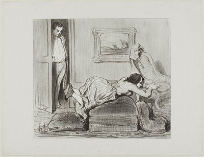 Egy buzgó diák gyakorol otthon, 6. lemez a Les Baigneuses-ból alkotó: Honoré Victorin Daumier
