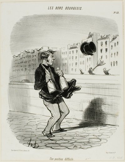 Egy kellemetlen helyzet, 52. tányér a Les Bons Bourgeois-ból alkotó: Honoré Victorin Daumier