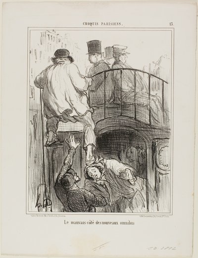 Az új típusú omnibuszok kellemetlen aspektusa, 13. tábla a Croquis Parisiens-ból alkotó: Honoré Victorin Daumier