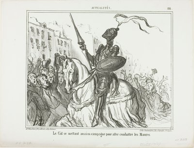 El Cid is harcba száll a mórok ellen, 116. tábla az Actualitésből alkotó: Honoré Victorin Daumier