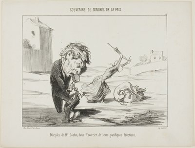Cobden úr követői, békés funkciójukat gyakorolva, 5. tábla a Souvenirs Du Congres De La Paix című kötetből. alkotó: Honoré Victorin Daumier