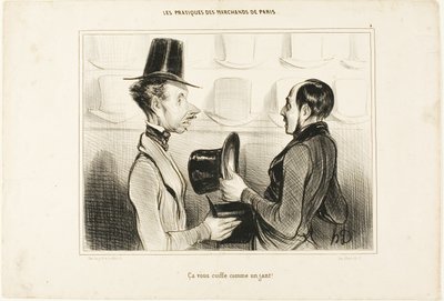 "Úgy illik rád, mint egy kesztyű!", 34-es tányér a Types Parisiens-től. alkotó: Honoré Victorin Daumier