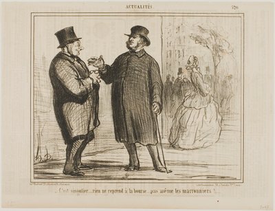 Furcsa: semmi sem emelkedik a tőzsdén, még a gesztenyefák sem!, 520-as tányér az Actualitésből alkotó: Honoré Victorin Daumier