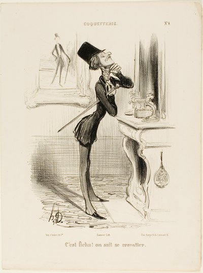 "Ó, a fenébe! Úgy tűnik, nem tudok csomót kötni!" 4. tányér a Coquetterie-től alkotó: Honoré Victorin Daumier