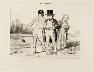 "Elnézést, polgármester úr.... lenne olyan kedves megmondani, hogy szabad-e itt úszni", 25. tábla a Les Baigneursből alkotó: Honoré Victorin Daumier