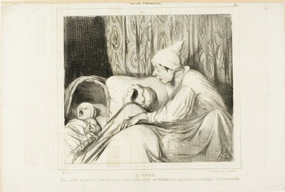 Hallásérzék. "- Ébresztő Nini!.... Már több mint egy órája hívom, és mindig azt válaszolja: igen Adolphe. De sem a gyerek neve, sem az enyém nem Adolphe!" 41. tábla a Types Parisiensből. alkotó: Honoré Victorin Daumier