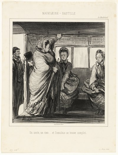 A Madeleine-Bastille buszvonal. Egy apróság, egy semmi... és a busz tele van. alkotó: Honoré Victorin Daumier