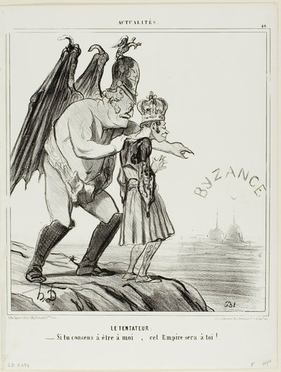 A csábító. "- Ha beleegyezel, hogy hozzám tartozz... ez a birodalom a tiéd lesz." 40. tábla az Actualitésből. alkotó: Honoré Victorin Daumier