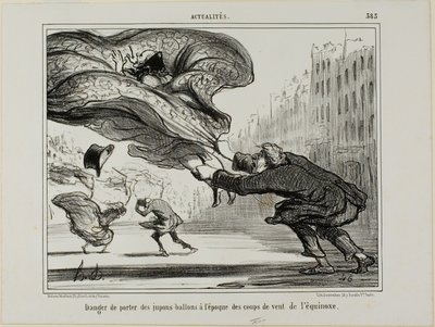 A karikaszoknya viselésének veszélye egy hirtelen tavaszi viharban, 26. tábla a La Crinolomanie-ból alkotó: Honoré Victorin Daumier